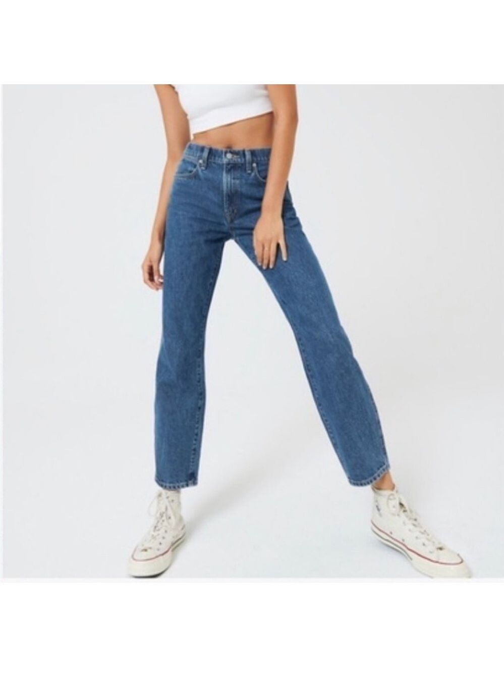 Aritzia Sunday Best Straight Leg Crop Jeans Blue Sz 6